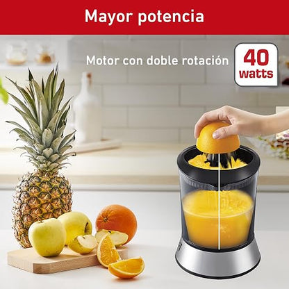 T-FAL Exprimidor de Jugo Power Press | 2 conos removibles y una jarra de 1L, 40 W de potencia, una gran opción para hacer jugos, Negro. ZP200855