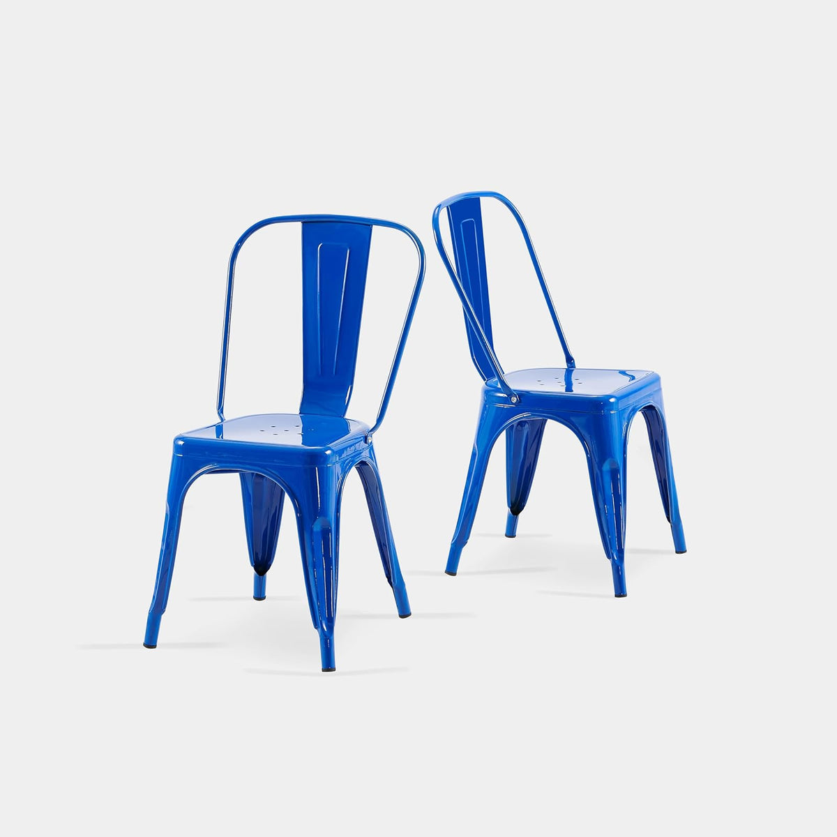 AC Pacific - Sillas de Comedor industriales de Metal de 18 Pulgadas de Altura, Asiento apilable de Cocina o Bar, diseño Moderno Duradero, Muebles de Acento versátiles, Juego de 2, Azul
