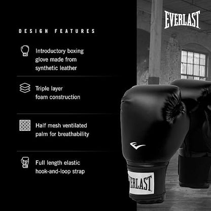 Everlast Prostyle 2 Guantes de Boxeo, Guantes de Entrenamiento de Nivel básico para Hombres y Mujeres, Cierre de Velcro y ventilación de Ajuste Seguro, Bolsa Pesada y Entrenamiento de Bolsa rápida
