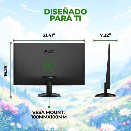 AOC Monitor 24 Pulgadas, 24B35H3, FHD IPS, 120Hz, 1ms, VESA, sincronización adaptativa, VGA y HDMI, sin Parpadeo, luz Azul Baja, Listo para HDR, VESA, Ajuste de inclinación.