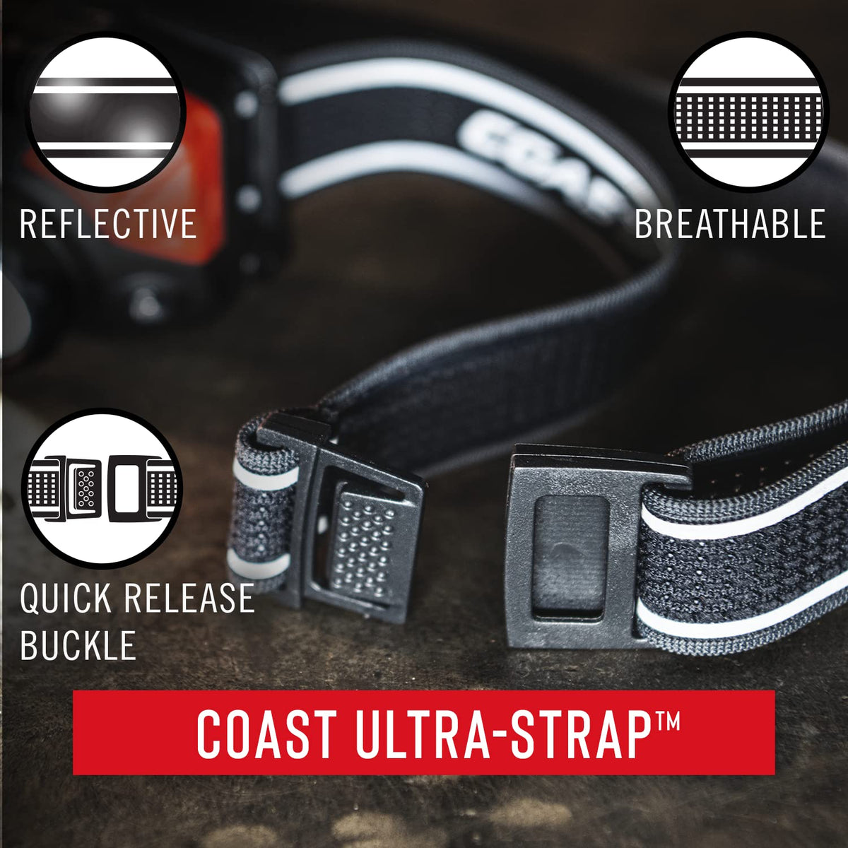 Coast WPH34R 2000 lúmenes impermeable ultra brillante IP68 USB recargable, doble potencia, 6 modos con haz de luz y de inundación, negro/gris