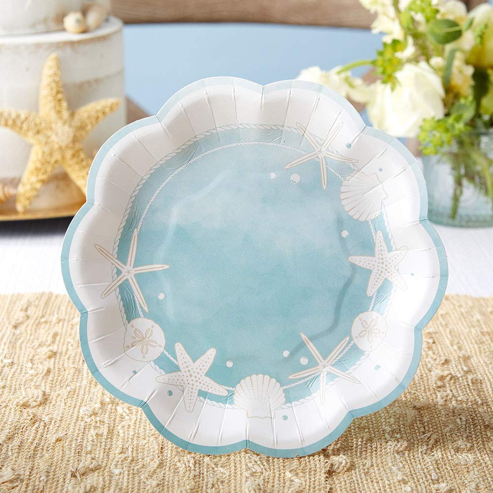 Kate Aspen Beach Party 7 pulgadas Platos de papel decorativos de primera calidad (350 g/m² de peso, juego de 16) – perfectos para despedidas de soltera y bodas