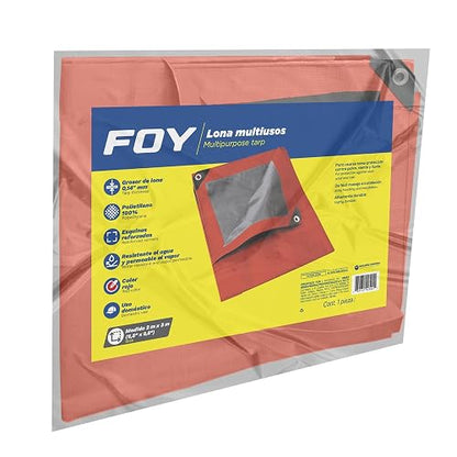 Foy LEM2X3R Lona de Polietileno Color Rojo con Fondo Plata, 2 x 3 m