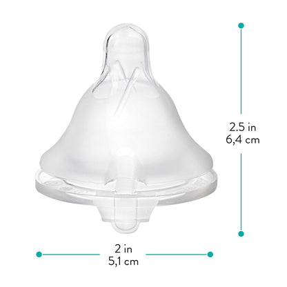 Evenflo Feeding Balance + cuello ancho sin BPA silicona flujo medio biberón de bebé pezón – 3 meses + 6 ct