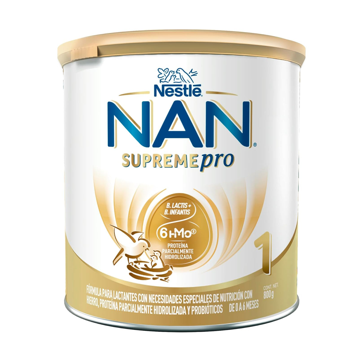 NAN 1 Supreme Pro Fórmula para Lactantes con Hierro, 0-6 Meses, 800 g - 800 g (Paquete de 1)