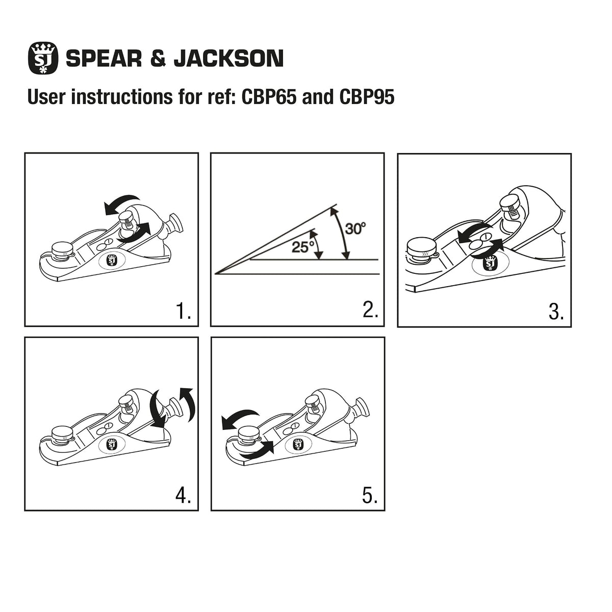 Spear & Jackson CBP95 - Plano de bloque de carpintero de 9 1/2 pulgadas, gris, blanco, negro