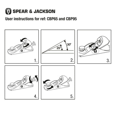 Spear & Jackson CBP95 - Plano de bloque de carpintero de 9 1/2 pulgadas, gris, blanco, negro