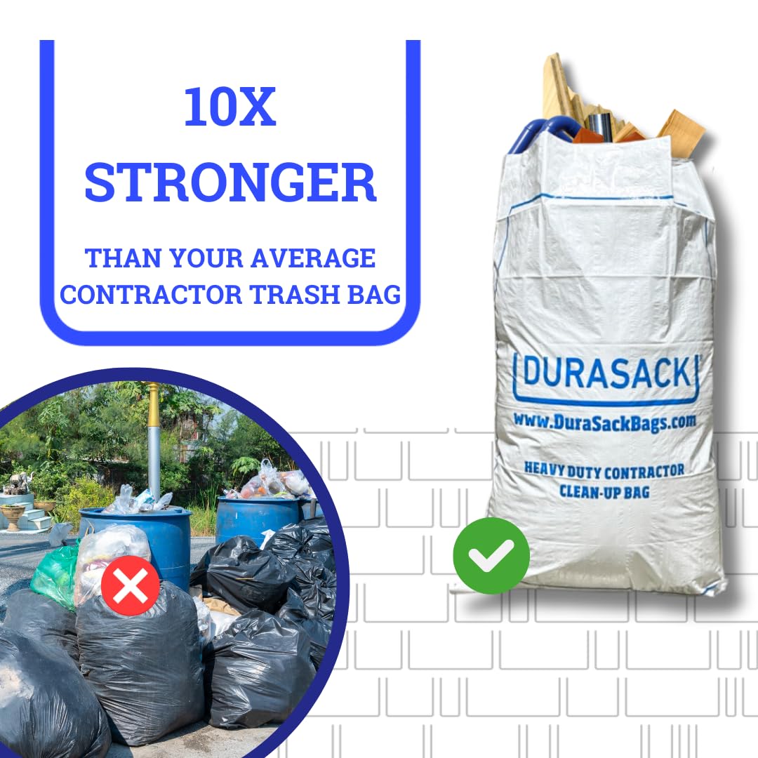DURASACK - Bolsas para contratistas resistentes de 40 galones, reutilizables de polipropileno tela blanco, paquete de 16
