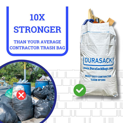 DURASACK - Bolsas para contratistas resistentes de 40 galones, reutilizables de polipropileno tela blanco, paquete de 16