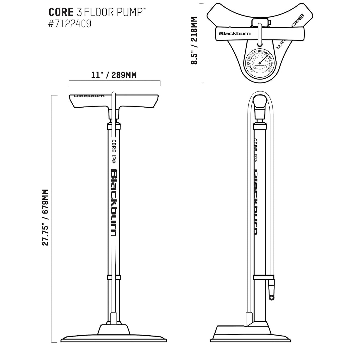 Blackburn Core - Bomba de Piso para Bicicleta