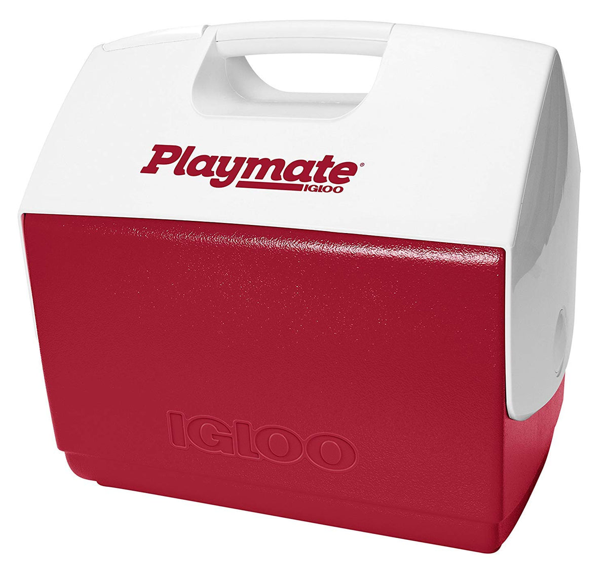 Igloo Playmate Elite Cooler Rojo/Blanco, 16 Qt | Baúl de hielo aislado, capacidad para 30 latas, diseño de tienda de campaña, tapa de botón, asa de transporte moldeada