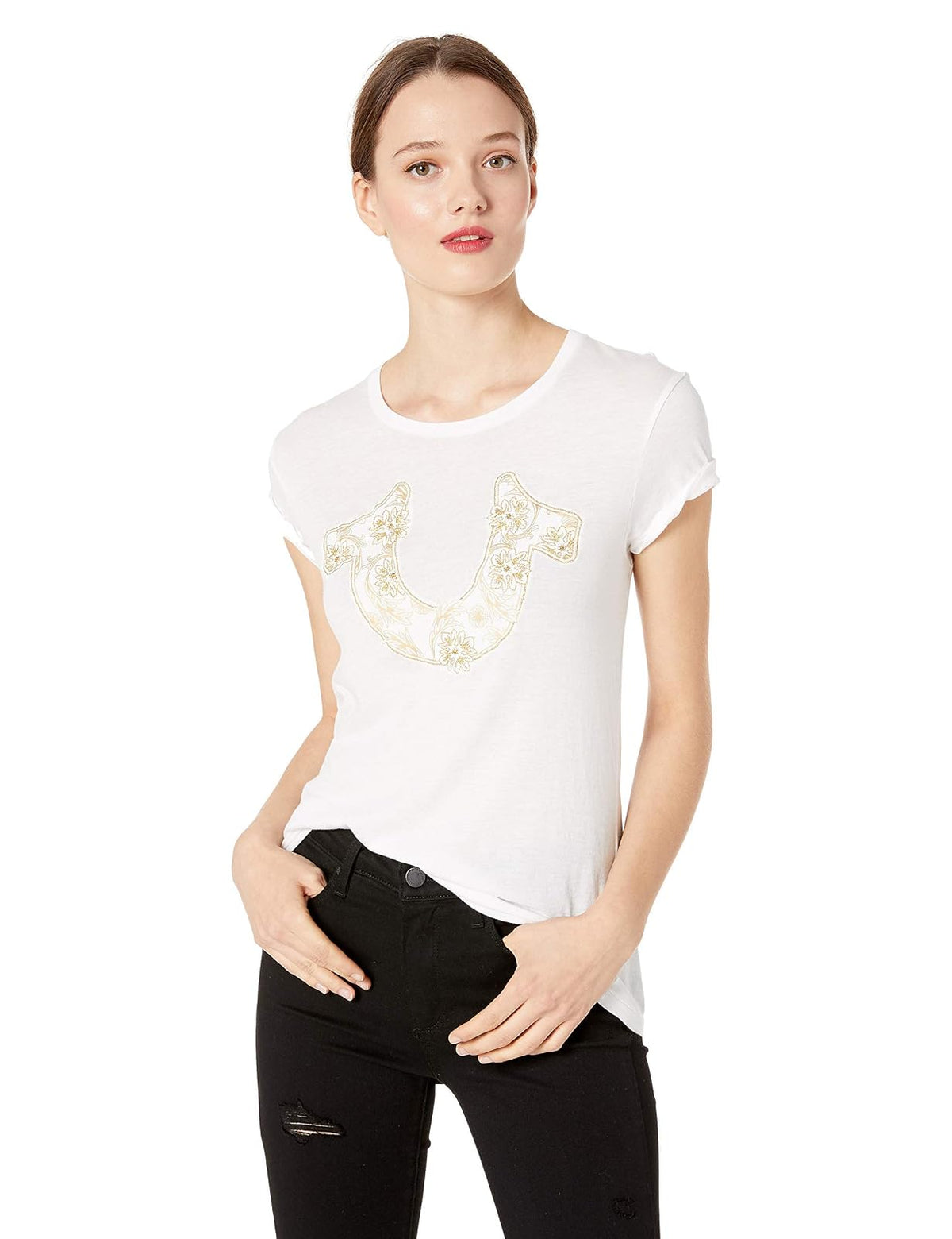 True Religion Floral U Crew Camiseta Mujer