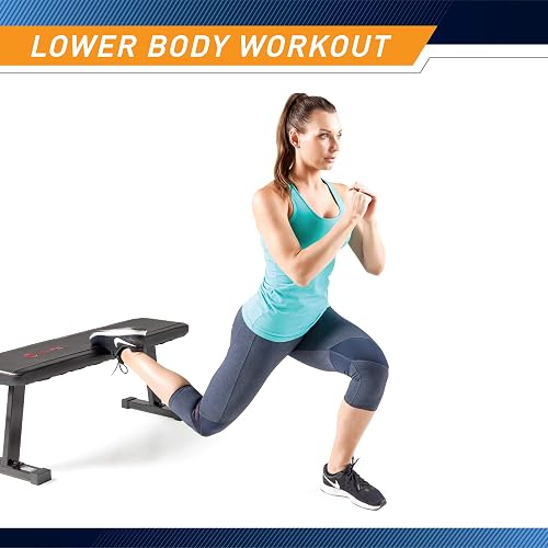 Marcy - Banco de pesas plano para entrenamiento de pesas y ejercicios abdominales