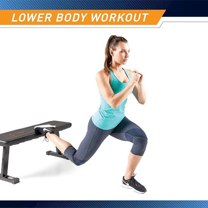 Marcy - Banco de pesas plano para entrenamiento de pesas y ejercicios abdominales