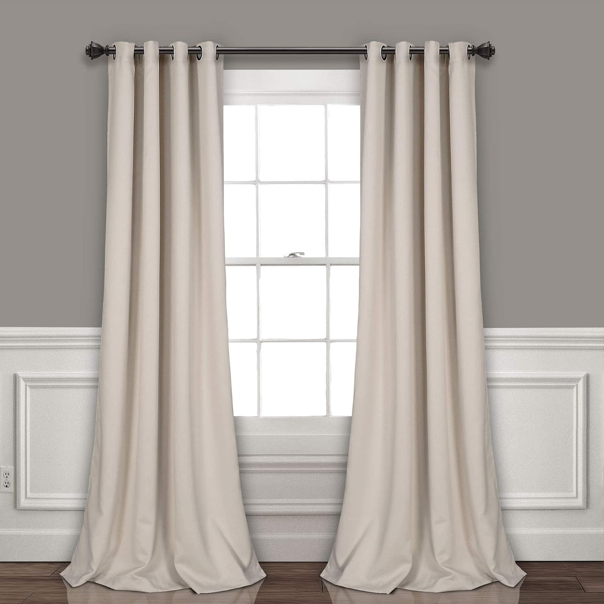 Lush Decor Cortinas Opacas con Ojales, Par - 132.1An x 304.8Al cm (2 Paneles) - negro
