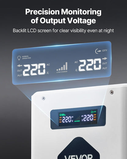 VEVOR Convertidor Elevador de Voltaje 3000 VA, Transformador de Potencia 110 V a 220 V de Alta Resistencia con 2 Tomas de Corriente de la UE, Salida USB, Pantalla LCD, Protección de Temperatura