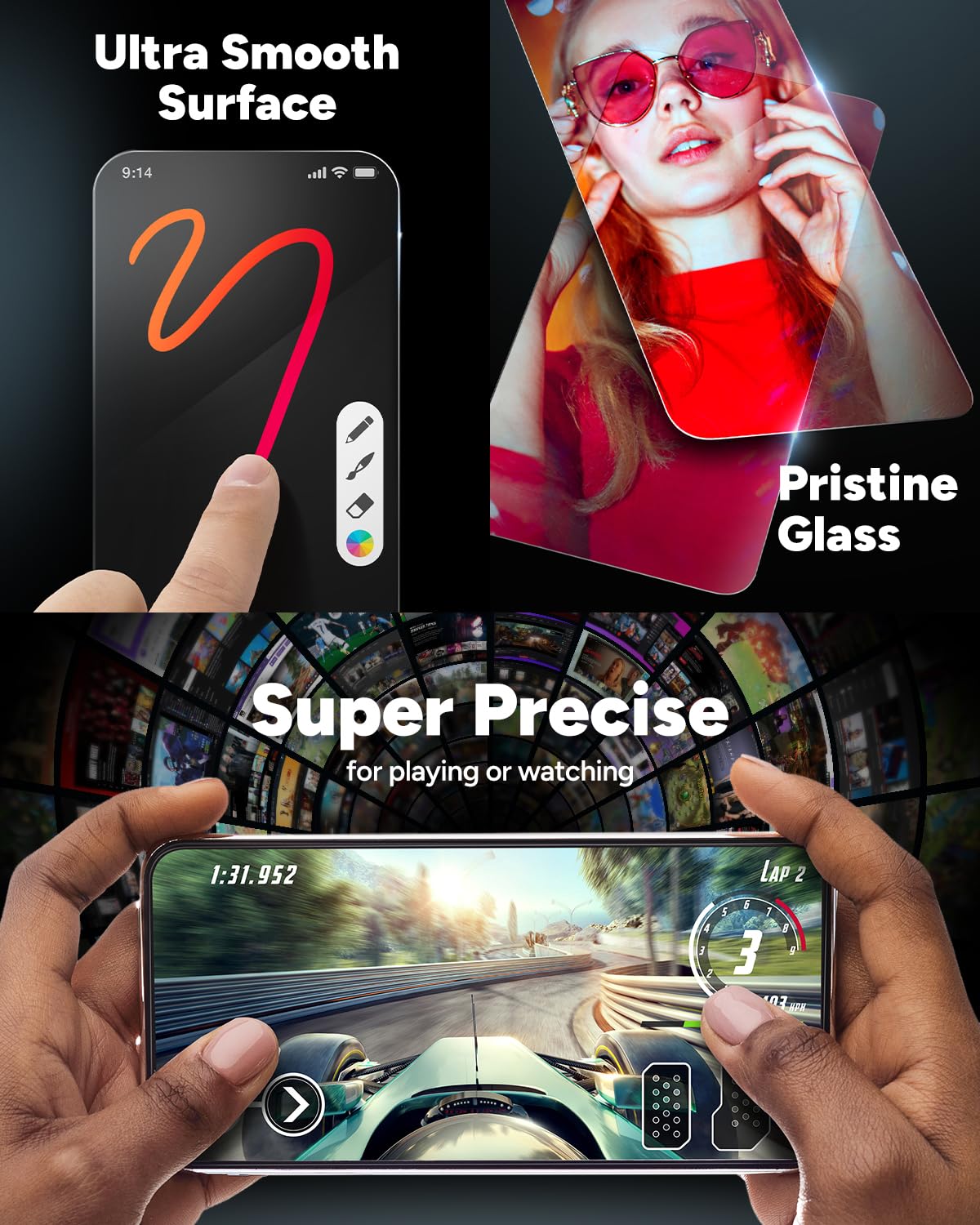 ZAGG Glass+ Protector de visualización para iPhone 15 Pro Max, 3 veces más fuerte con bordes reforzados, superficie resistente a arañazos y manchas, escudo invisible, fácil de instalar