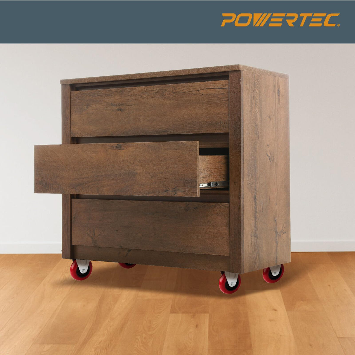 POWERTEC Ruedas fijas de 3 pulgadas con cargas de 600 libras, ruedas de placa de alta resistencia, ruedas rígidas de goma fijas para muebles, carros, carros y bancos de trabajo (17207)