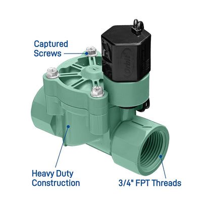Orbit 57280 Female Pipe Threaded Auto Inline Sprinkler Valve, 3/4" | FPT hembra, PVC, para sistemas de aspersión y goteo