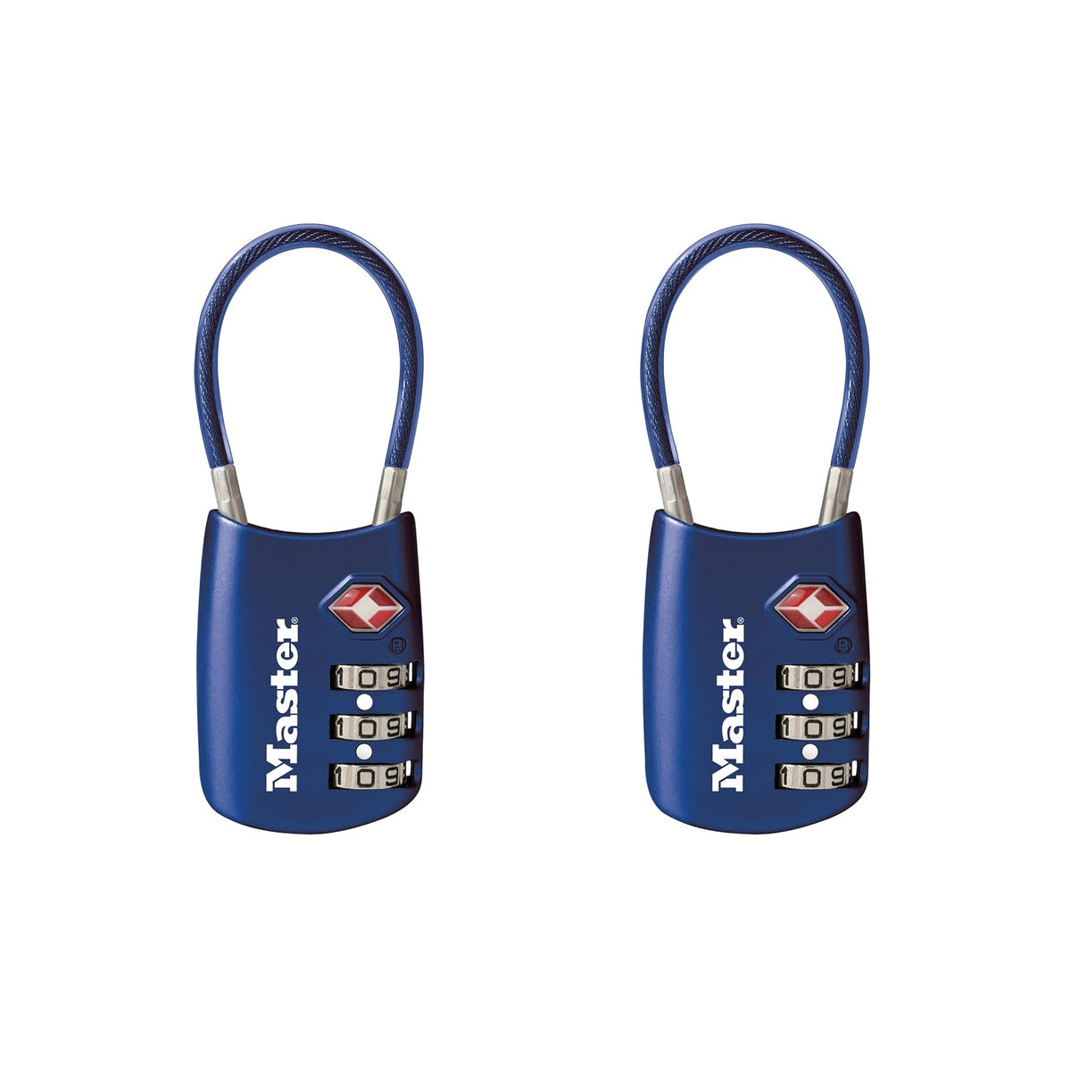Master Lock Blue Set Your Own Combination TSA Approved Lock, candado con cierre de viaje es perfecto para maletas, bolsos o mochilas, paquete de 2, 4688BLUEC2