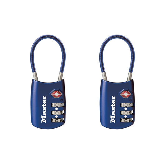 Master Lock Blue Set Your Own Combination TSA Approved Lock, candado con cierre de viaje es perfecto para maletas, bolsos o mochilas, paquete de 2, 4688BLUEC2