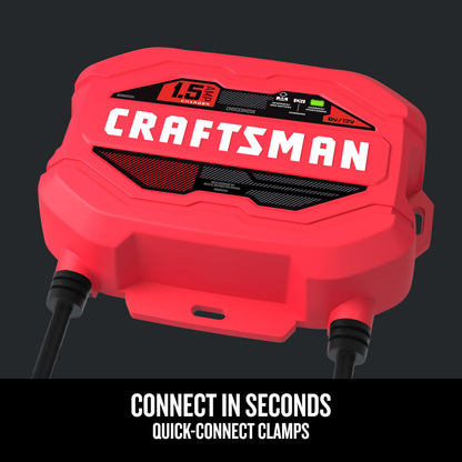 CRAFTSMAN Cargador y mantenedor de batería, CMXCESM259, 3 en 1, Totalmente automático, 1.5 amperios, 6 voltios, 12 voltios, para automóviles, SUV, Camiones y baterías Marinas