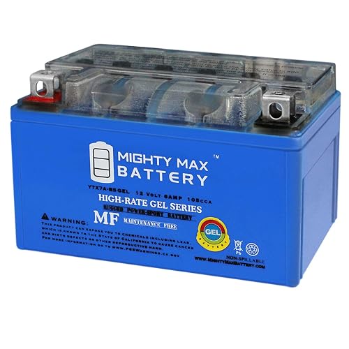 Mighty MAX Battery YTX7A-BSGEL -12 V 6 AH, Tipo Gel, 105 CCA, batería Recargable sin Mantenimiento SLA AGM para Motocicleta