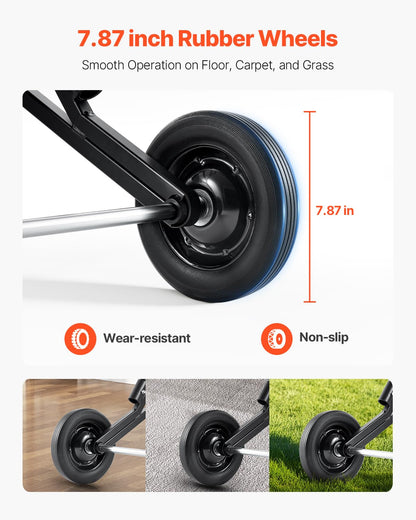VEVOR Estante para Sillas Plegable, Capacidad de 68 kg, Carrito Resistente para Apilar 10 Sillas, Carrito de Almacenamiento de Metal con Ruedas de Goma, Soporte para Sillas de Empuje, Negro Mate