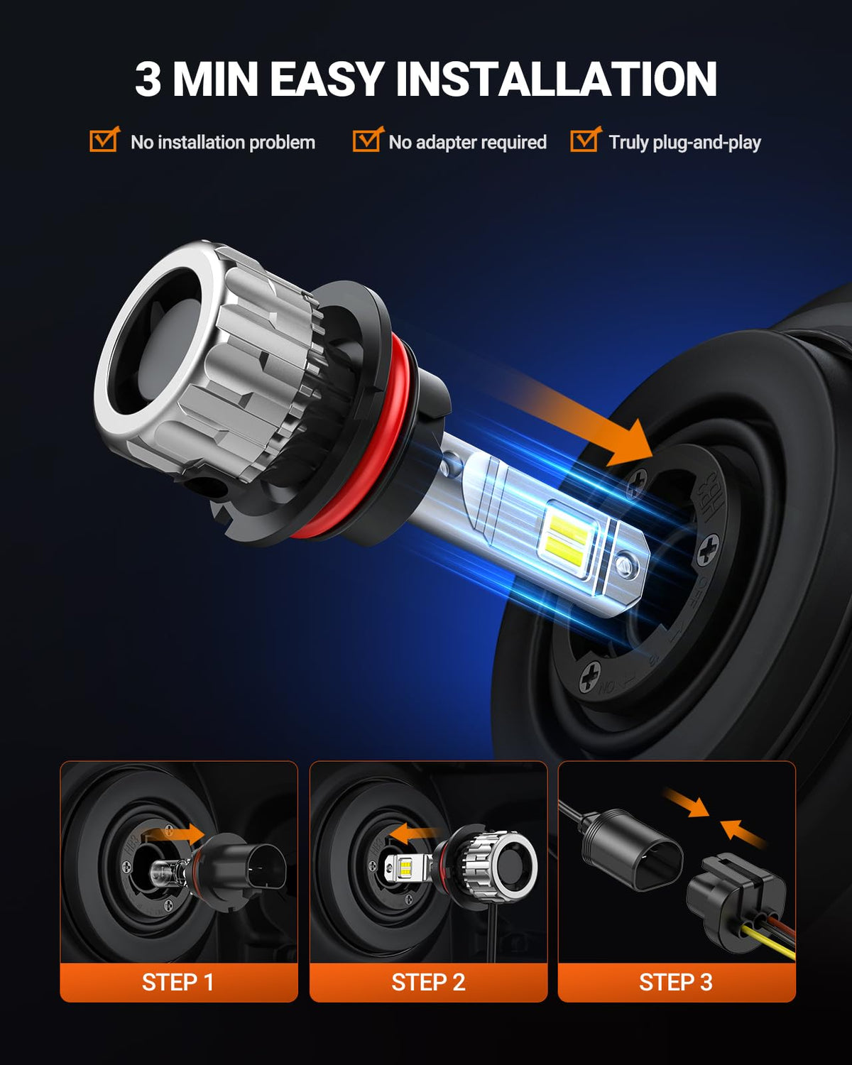 Sealight Bombillas LED 9004 HB1 30000 LM 6500K Blanco Frio Hi/Lo, Paquete de 2