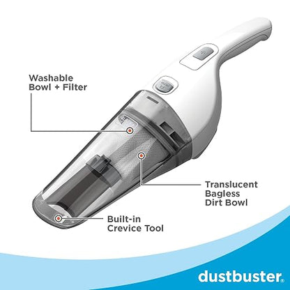 Black + Decker Aspiradora compacta de Mano con batería de Litio 2 Ah, Color Gris, Blanco (Powder White), 1