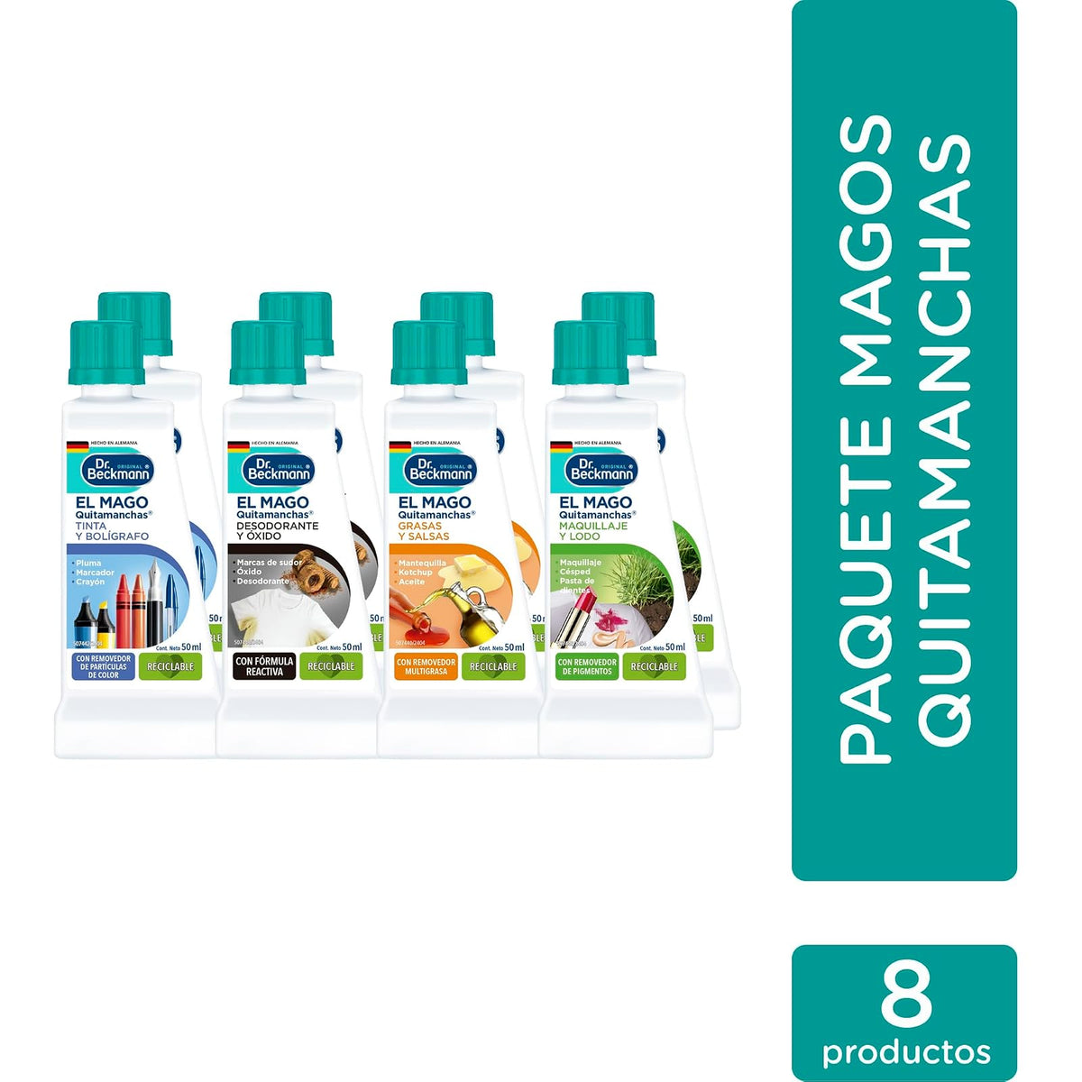 Dr. Beckmann Kit de Magos Quitamanchas, 8 botellas de 50 ml