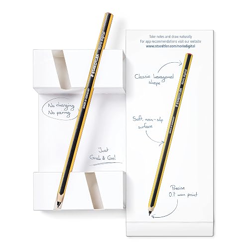 Staedtler 180 22 Noris Digital EMR Stylus en forma de lápiz, punta fina de 0,7 mm, 4096 niveles de sensibilidad a la presión, no requiere carga