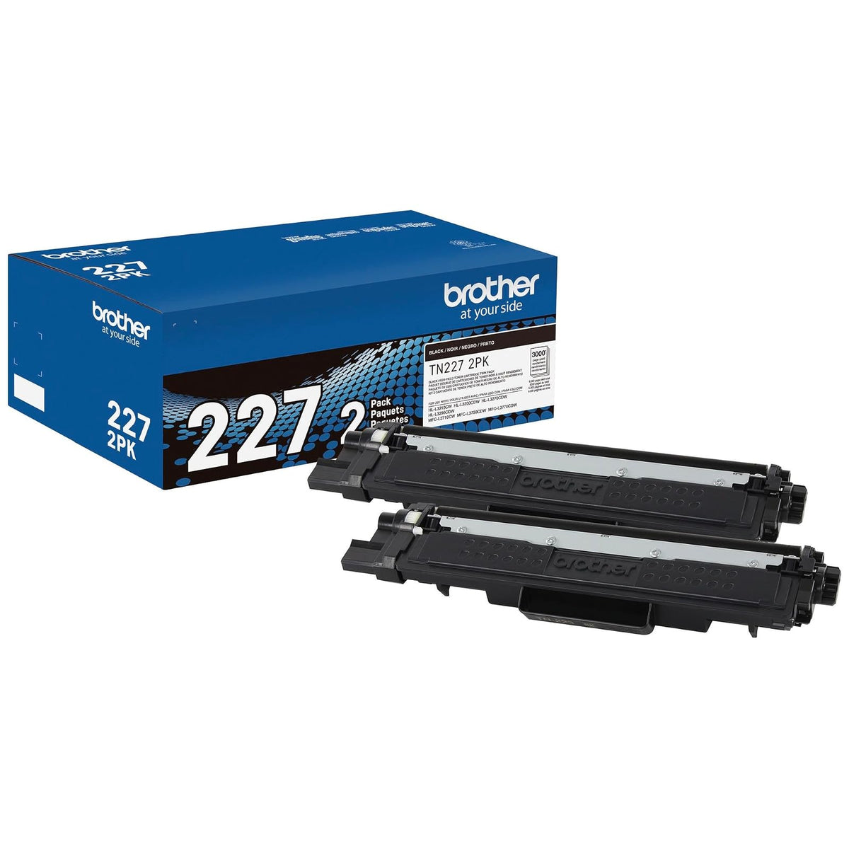 Brother TN227 - Cartucho de tóner Negro de Alto Rendimiento, Paquete Doble para impresión láser Profesional, 2 Unidades de Rendimiento de 6.000 páginas en Total, Compatible con impresoras HL-L3210CW