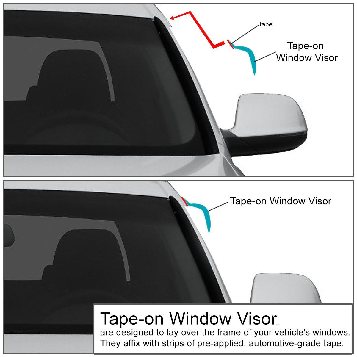DNA Motoring Deflector de Lluvia, Ahumado Oscuro, WVS-T2-0094, Paquete de 4