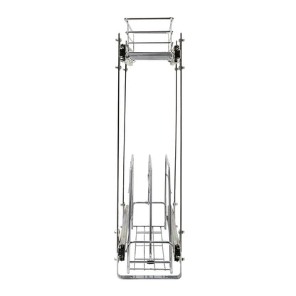 Household Essentials Glidez Organizador de almacenamiento multiusos de acero chapado en cromo extraíble y deslizable para utensilios de cocina y utensilios de hornear, diseño de 2 niveles, se adapta a