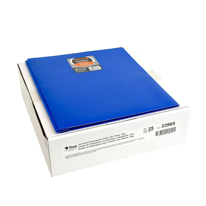 C-Line - Fólder de polietileno con dos bolsillos y agujeros, Azul, 25-Pack with Prongs
