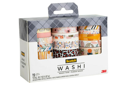 Scotch Washi - Cinta de diseño caprichoso, 15 rollos, ideal para diario de balas, álbumes de recortes y decoración de bricolaje (C1017-15-P5)