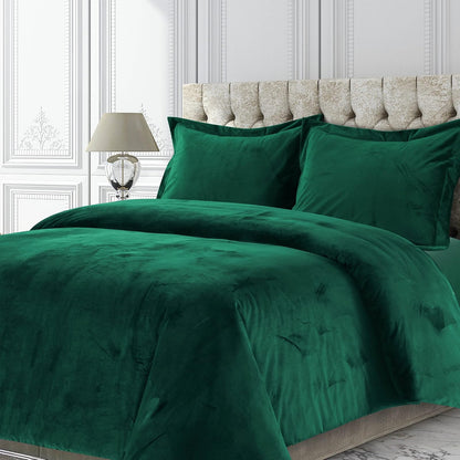 Tribeca Living Venice Juego de Edredón de Terciopelo, 3 Piezas - Verde esmeralda - Individual
