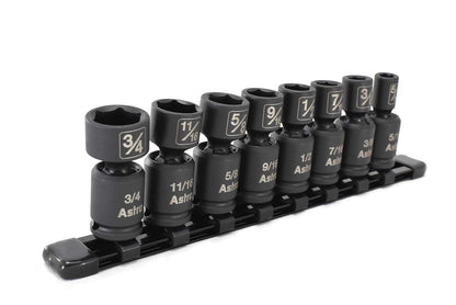 Astro Pneumatic Tool 78340 8 piezas de 3/8 pulgadas de impulsión nano, enchufes de impacto universales sin pines, SAE