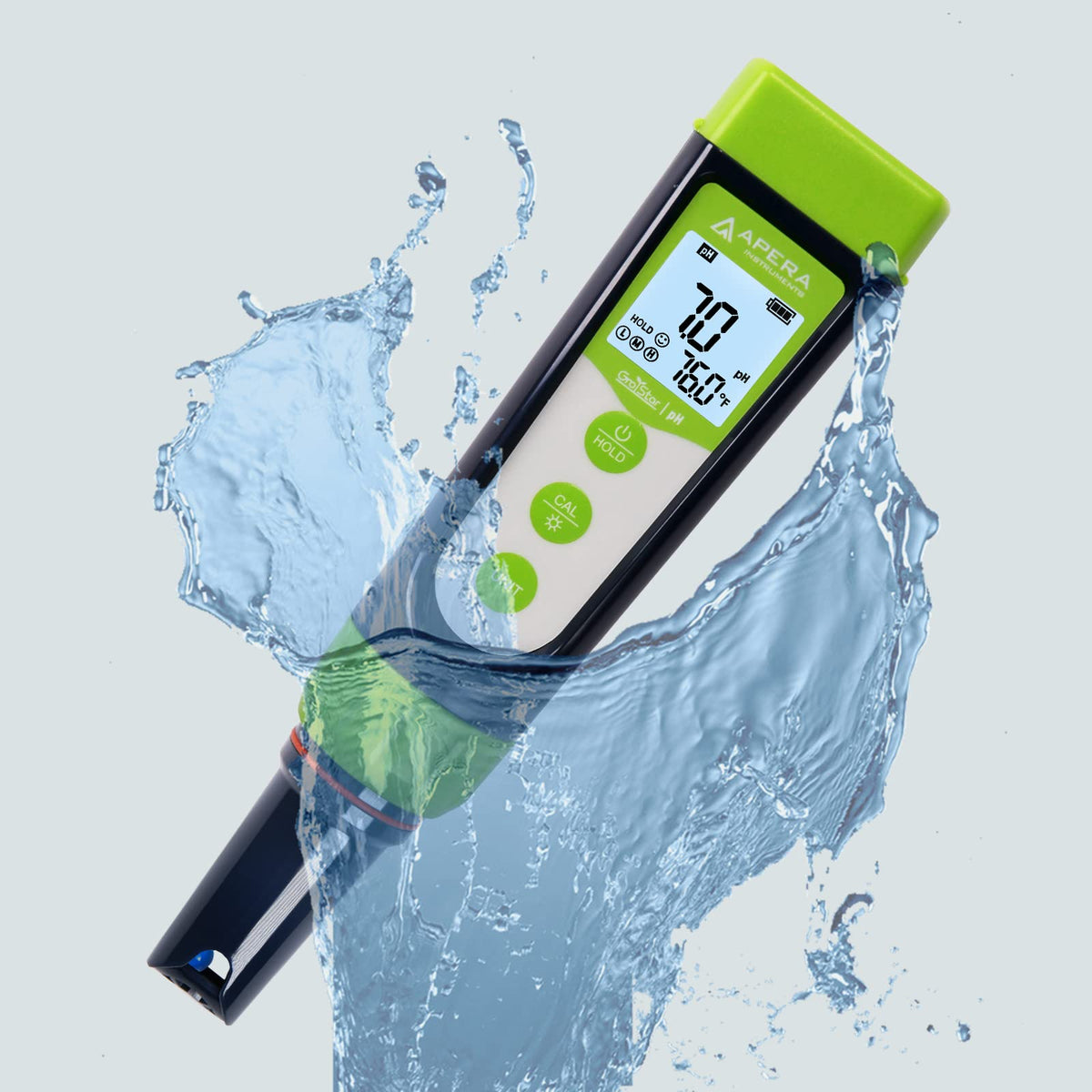 Apera Instruments AI101G GroStar Series GS1 Kit de probador de pluma de pH con sonda de pH reemplazable de doble unión para pruebas de calidad de agua hidropónica, Gen II