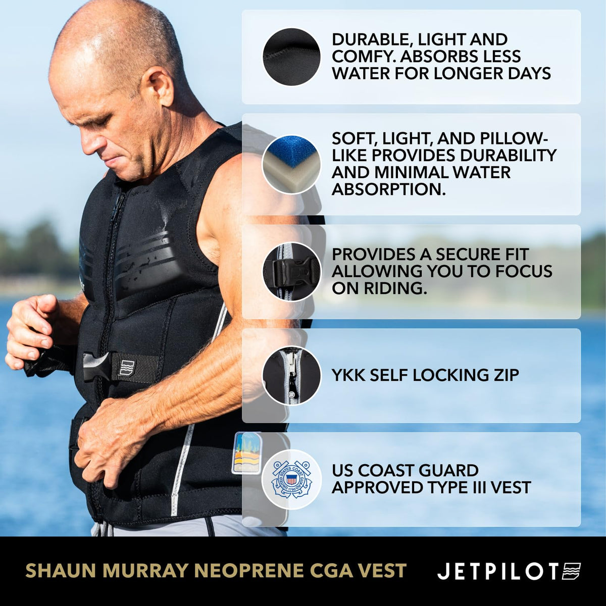 Jet Pilot Shaun Murry Chaleco Salvavidas Aprobado por la Guardia Costera PFD
