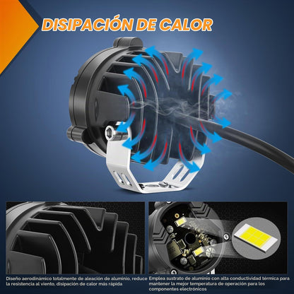 Nilight Luces LED para Motocicleta de 6.9 cm, Ámbar y Blanco, Antiniebla IP67 Impermeables, Auxiliares Todoterreno, 15058S-AW