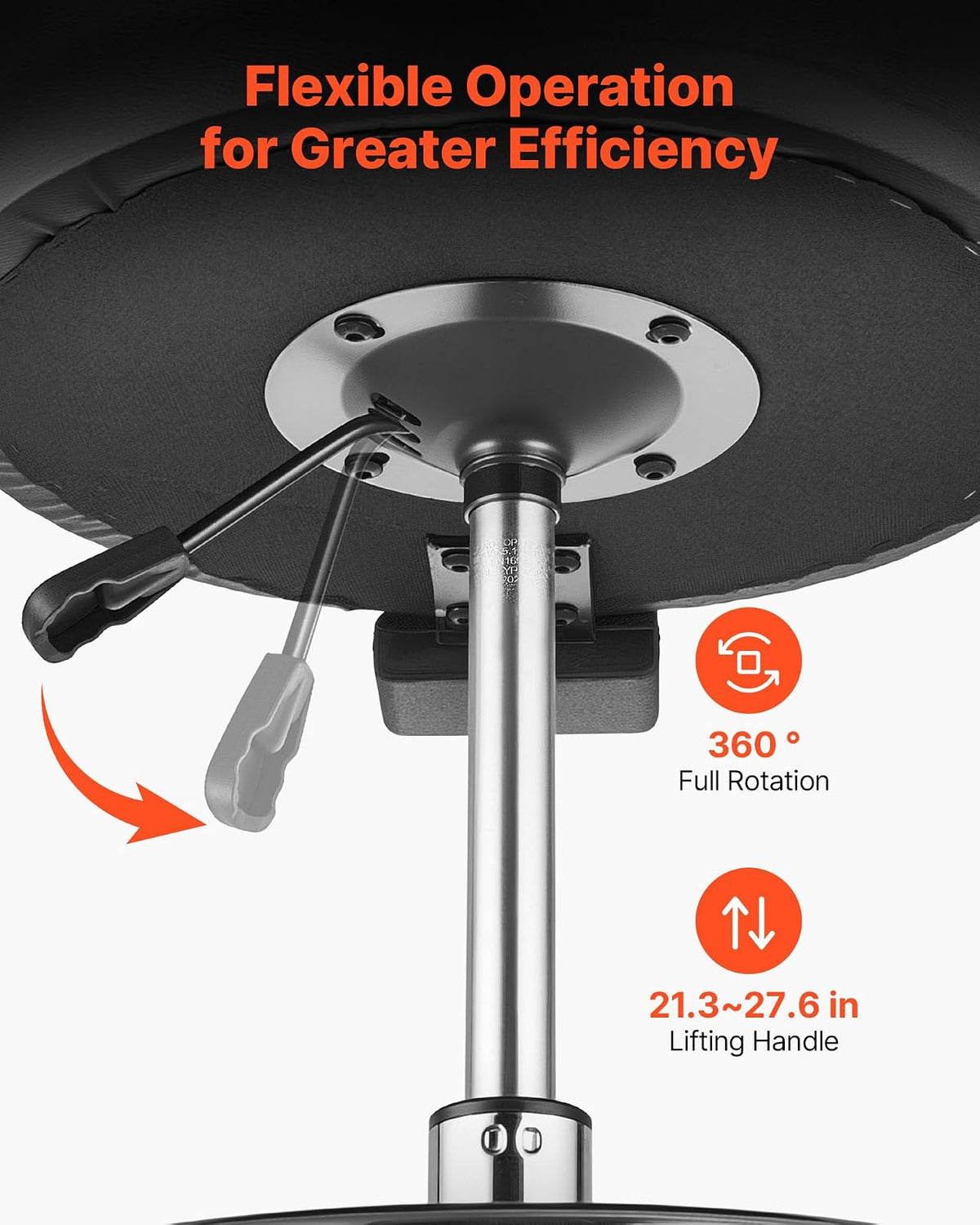 VEVOR Taburete Giratorio de Trabajo, Taburete con Respaldo Reposapiés y Ruedas, Ajustable 54-70 cm, Giro 360°, Capacidad de Carga 226,8 kg, Asiento Ergonómico Acolchado, Silla para Oficina Clínica