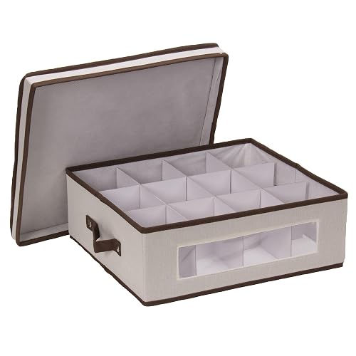 Household Essentials – Baúl de almacenaje, Lona Natural con Detalle marrón, Almacenaje, Ivory