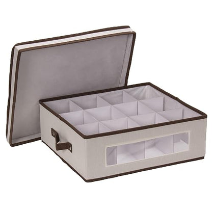 Household Essentials – Baúl de almacenaje, Lona Natural con Detalle marrón, Almacenaje, Ivory