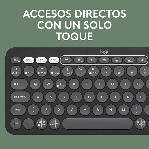 Logitech Pebble Keys 2 K380s, Teclado Bluetooth multidispositivo, accesos directos, estilizado y Portable, Easy-Switch, Windows, macOS, iPadOS, Android, ChromeOS - Grafito