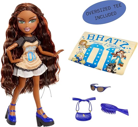 Bratz Stylin' Sasha - - Muñeca de Moda con Camiseta Personalizable Que Puedes Usar, Incluye Accesorios, Lindos Juguetes para Niñas