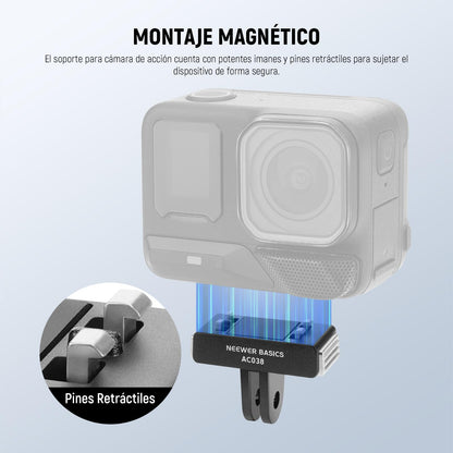 NEEWER Basics Adaptador Montaje Soporte Magnético Liberación Rápida Compatible con Insta360 Ace Pro/Ace Pro 2, 2 Prong Action Camera Accesorios para Fotografía Filmación Grabación Video, AC038