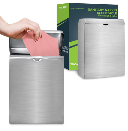 Alpine - Receptáculo de servilleta sanitaria – Soporte de tampón montado en la pared para baño que proporciona un baño limpio y sin olor para el hogar, la oficina y los baños públicos (acero