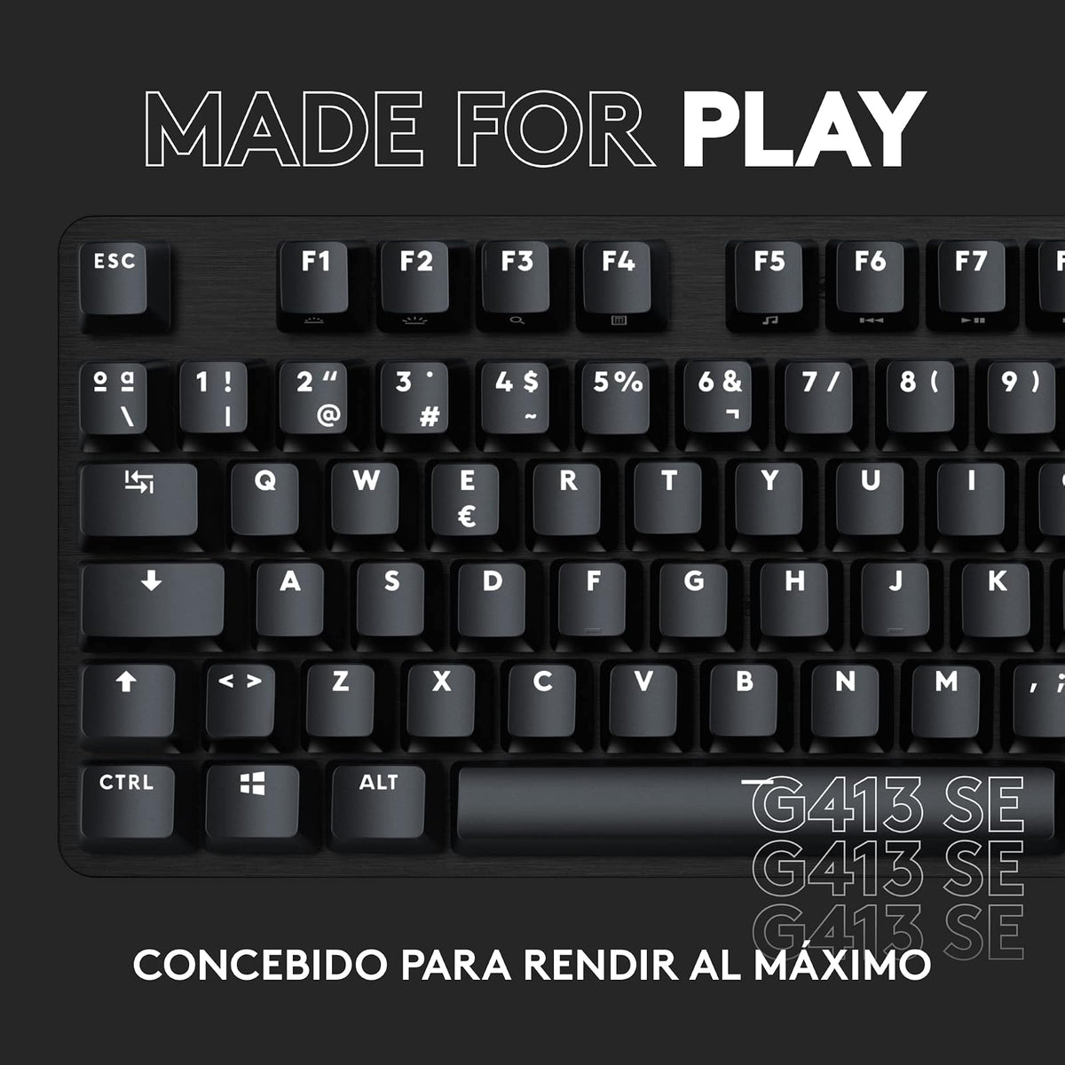 Logitech G413 SE Teclado Mecánico Gaming en inglés Tamaño Estándar - Teclado Retroiluminado, Interruptores Mecánicos Táctiles, Sin Efecto Fantasma, Compatible: Windows, macOS - Negro Aluminio